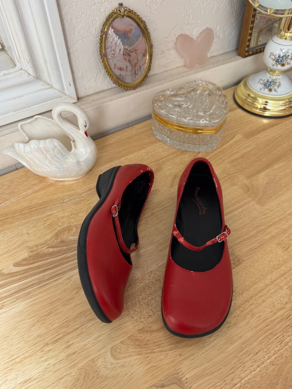 2000s Skechers Red Faux Leather Mary Jane Chunky Clogs Size 7 Whimsy Grunge